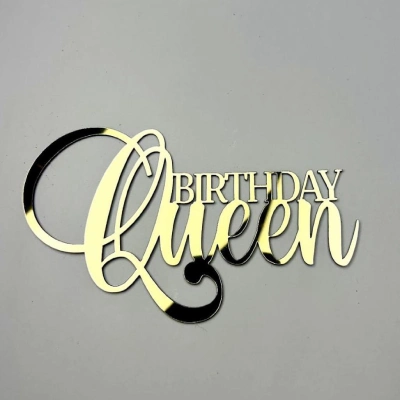 Топер «Birthday Queen» золотий  13×6 5 см. 1шт
