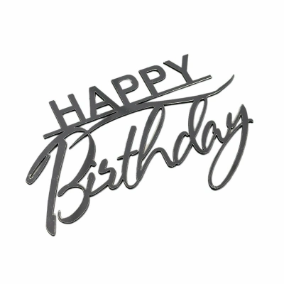 Срібний топер «Happy Birthday» 6 5×10 см. 1шт