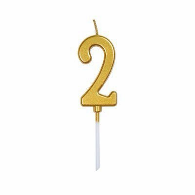 Свічка-цифра «2» міні  золота  4 см. 1шт