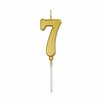 Свічка-цифра «7» міні, золота, 4 см. 1шт