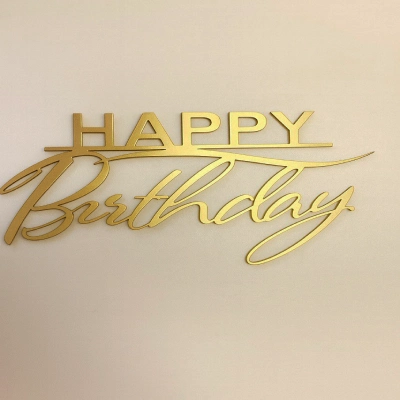 Топер Happy Birthday без ніжки, золото, 11 см. 1шт