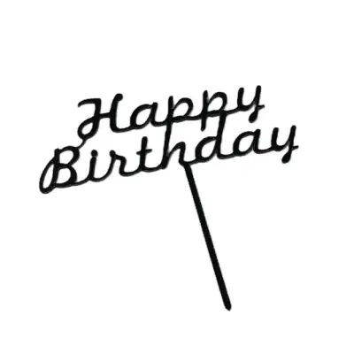 Чорний топер Happy Birthday 1шт