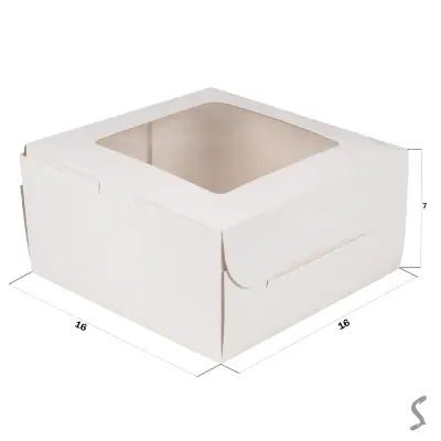 Картонна коробка для торта 16×16 см з вікном  1 шт.